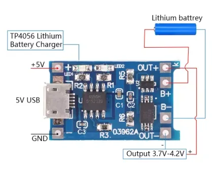 موديول شحن بطاريات ليثيوم TP4056